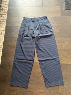 Urban Outfitters Navy Pinstripe Pleated Trousers